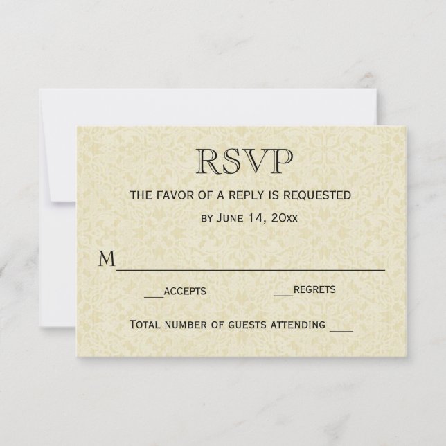 Wedding RSVP Card / Ecru Lace (Front)