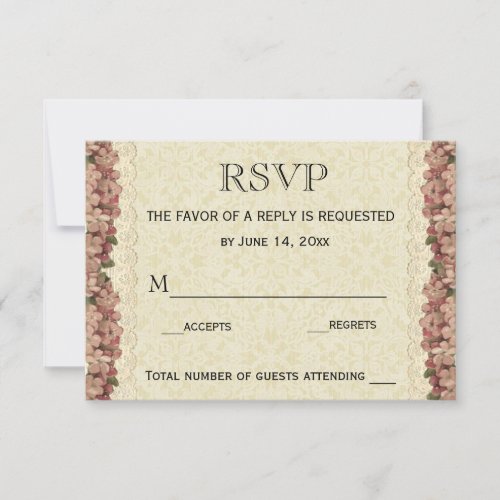 Wedding RSVP Card  Floral Lace Vintage