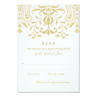 Wedding RSVP Card | Gold Vintage Glamour