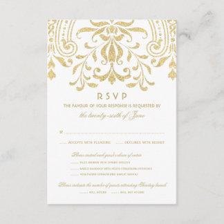 Wedding RSVP Card | Gold Vintage Glamour