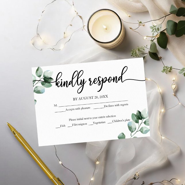 Wedding RSVP Card Greenery Calligraphy (Creator Uploaded)