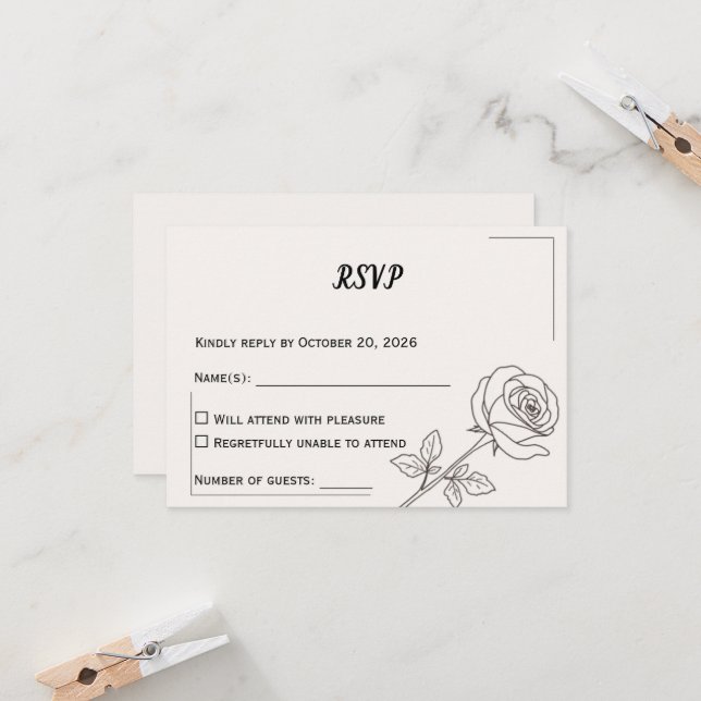 Wedding RSVP Card | Minimal Elegant Design (Front/Back In Situ)