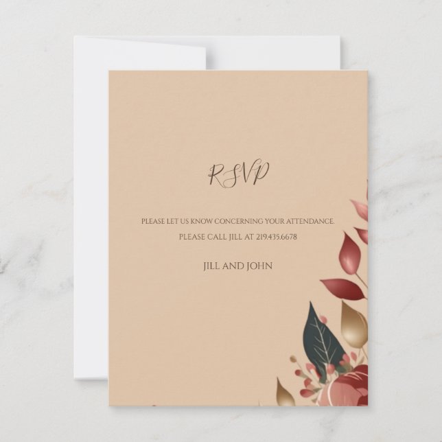  Wedding RSVP Card Modern Tropical Rose (Front)