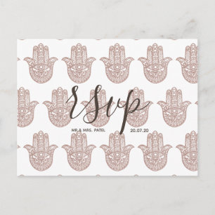 Wedding Rsvp card rose gold Indian wedding