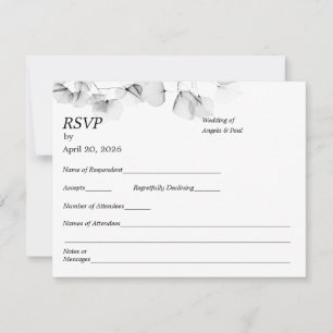 Wedding RSVP Card Soft Leaf Leaves