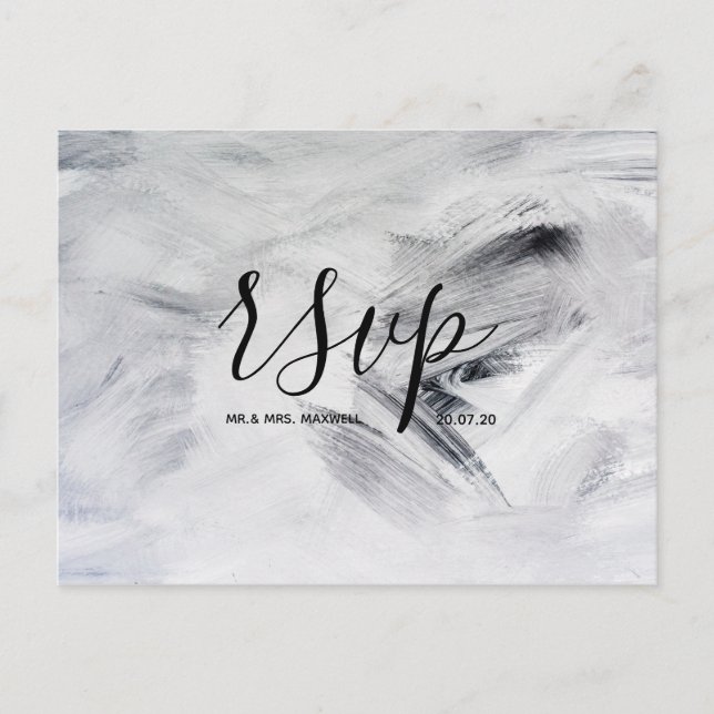 Wedding Rsvp card | White Artwork Script Postcard (Front)