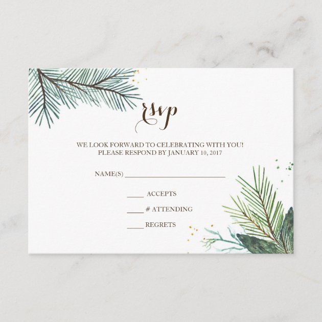 Wedding RSVP Card Winter Wreath