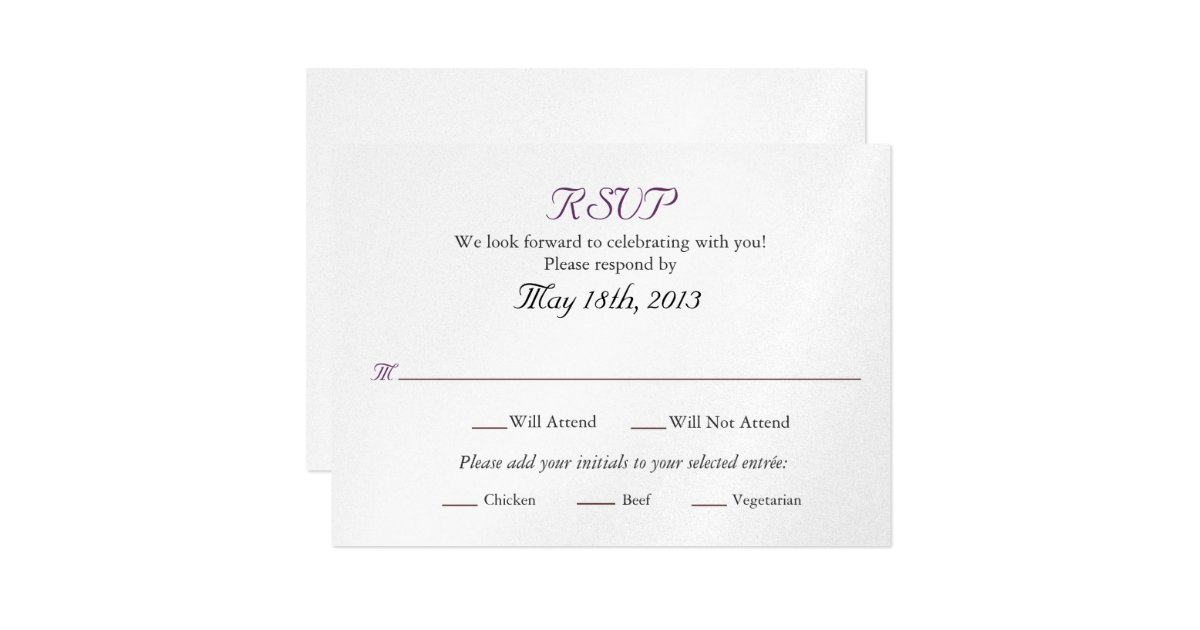 Wedding RSVP card with Entree selections | Zazzle.com