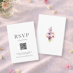 Wedding RSVP Card with QR Code Elegant Floral