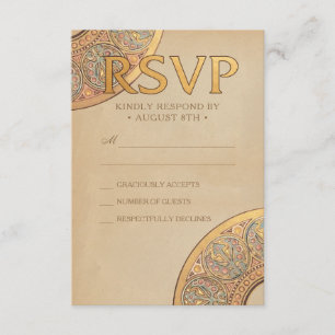 Wedding RSVP Cards   Gold Nouveau Deco