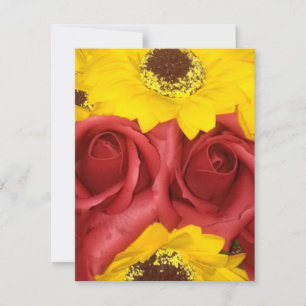 Wedding RSVP Cards red roses sunflower photo