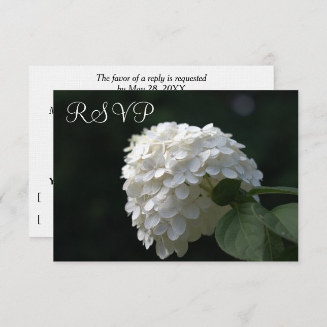 Wedding RSVP Cards White Lime Hydrangea (Front/Back)