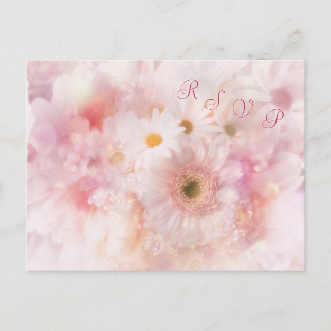 Wedding. RSVP. Daisies and Gerbera Postcard (Front)