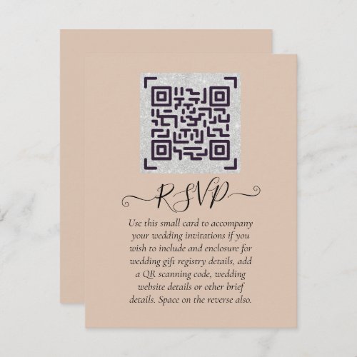 Wedding RSVP Details with QR CODE _ ANY COLOR Enclosure Card