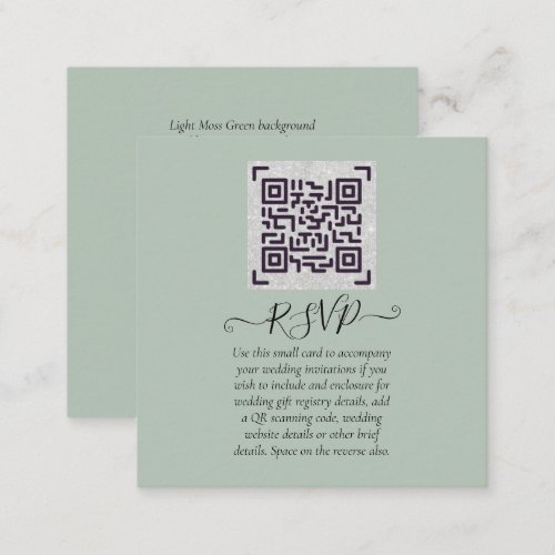 Wedding RSVP Details with QR CODE _ ANY COLOR Square Business Card
