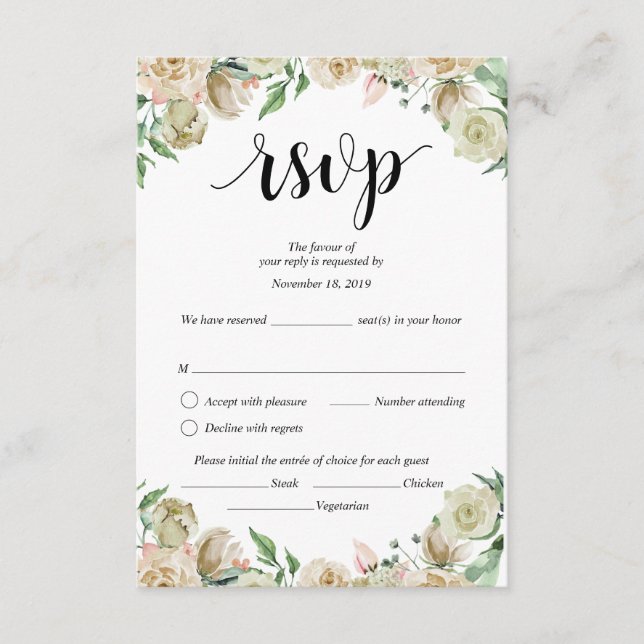 Wedding RSVP, Dusk floral Enclosure Card (Front)