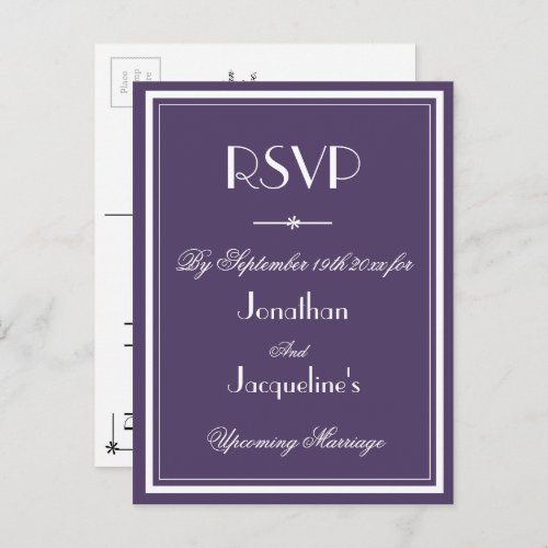 Wedding RSVP Dusty Purple Meal Choice Kindly Reply Invitation Postcard