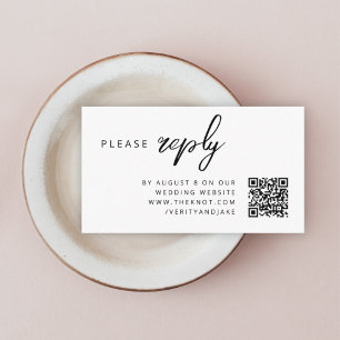 Wedding RSVP Enclosure Card   QR Code White Insert