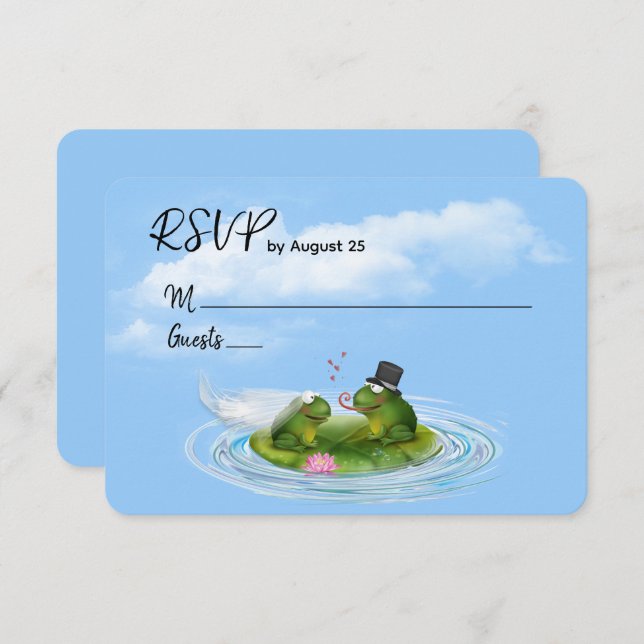 Wedding RSVP Frogs on Lily Pad (Front/Back)