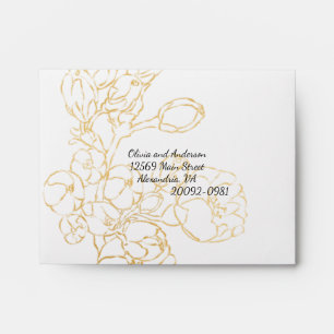 Wedding RSVP Gold Botanical Custom Envelope