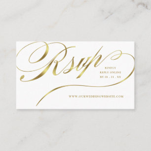Wedding RSVP Gold Script Online Reply Insert