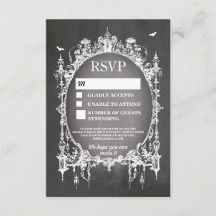 Wedding RSVP Gothic Frame Rustic Halloween Cards