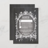 Wedding RSVP Gothic Frame Rustic Halloween Cards (Front/Back)