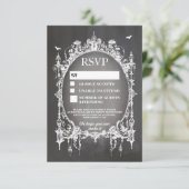 Wedding RSVP Gothic Frame Rustic Halloween Cards (Standing Front)