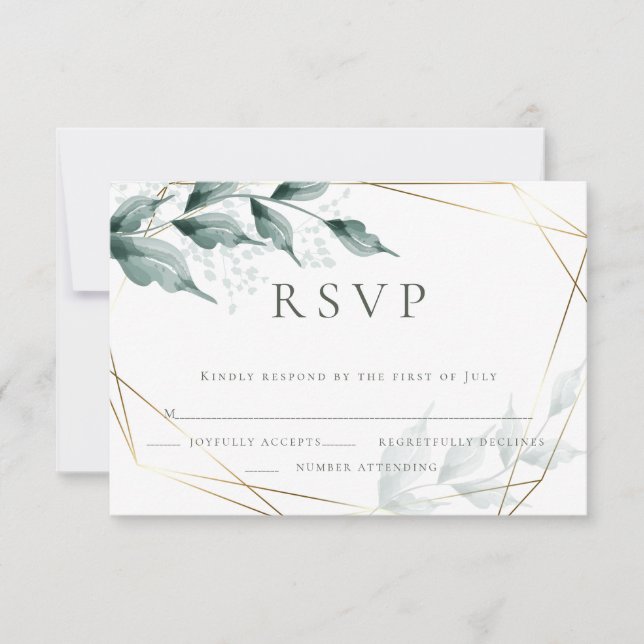 Wedding RSVP | Grayed Jade Green Botanical (Front)