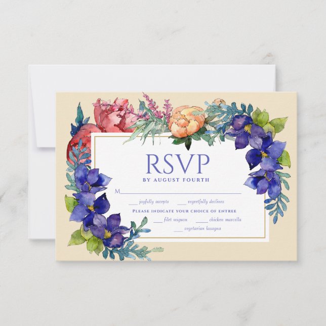 Wedding RSVP | Happiness Watercolor Floral (Front)