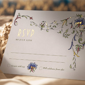 Wedding RSVP Insert Victorian Belle Epoche  Foil Invitation Postcard