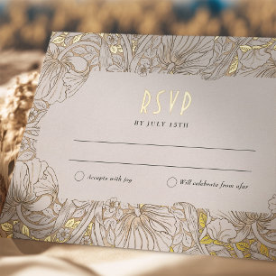 Wedding RSVP Insert Victorian Pimpernel Foil Invitation Postcard