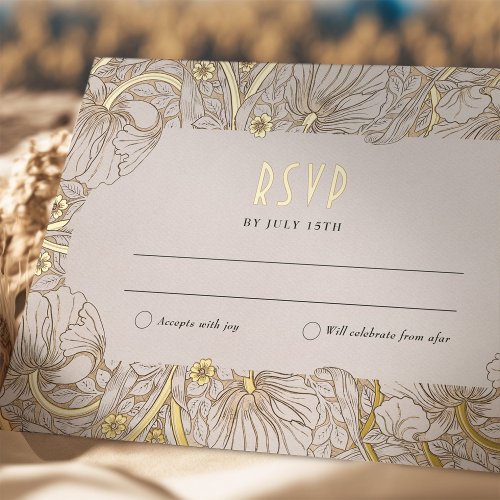 Wedding RSVP Insert Victorian Pimpernel Foil Invitation Postcard