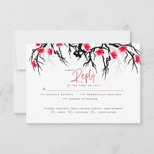 Wedding RSVP  Japanese Blossom Branch Floral