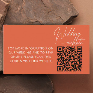 Wedding RSVP Modern bold orange QR code  Enclosure Card