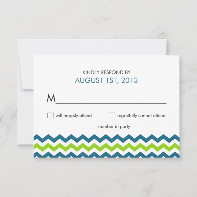 Wedding RSVP Modern Chevron Zigzag Card (Front)