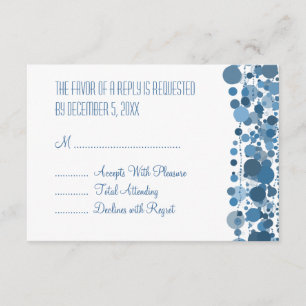 Wedding RSVP Modern Dots Blue Card