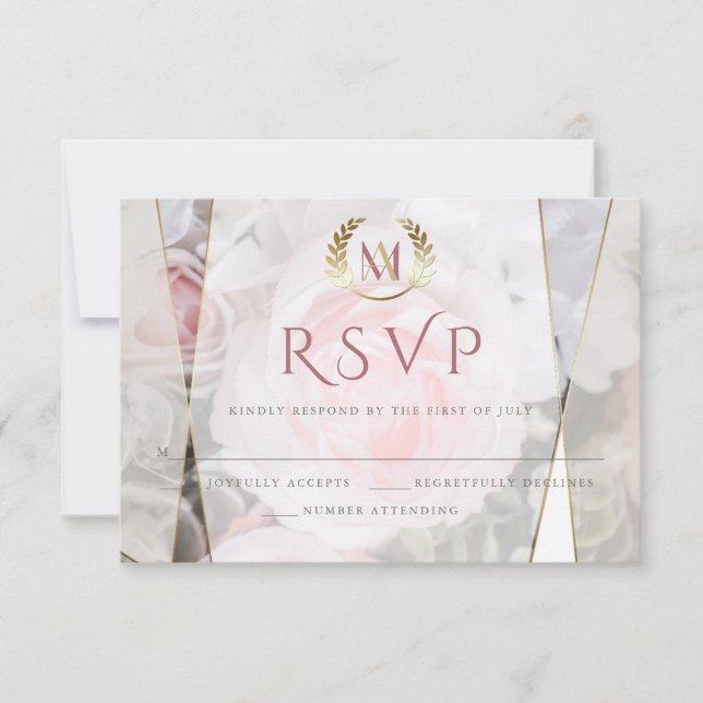 Wedding RSVP |  Modern Geometric PinkRose Card (Front)