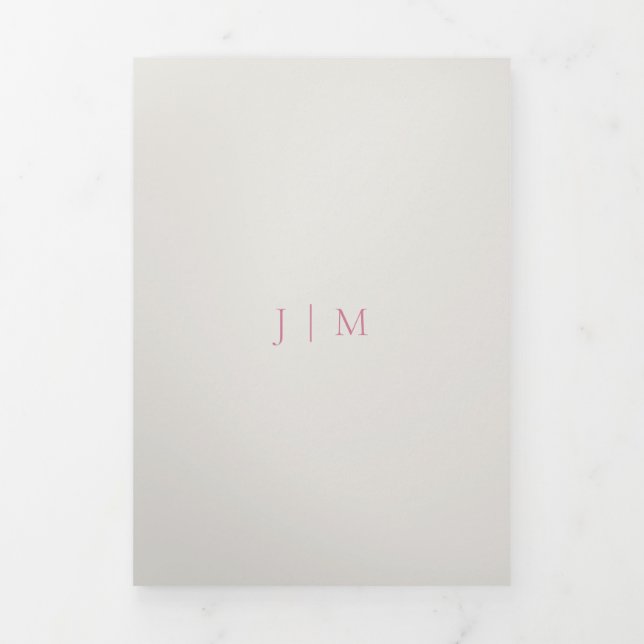 Wedding Rsvp Modern Simple Cream Pink Tri-Fold Card (Cover)