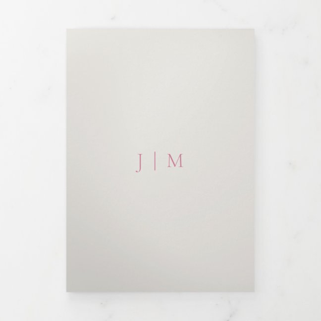 Wedding Rsvp Modern Simple Cream Pink Tri-Fold Card