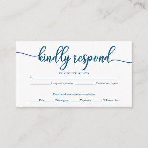 Wedding RSVP Ocean Blue Calligraphy Enclosure Card