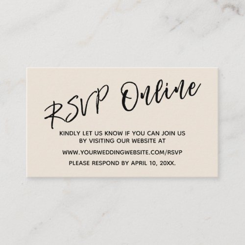 Wedding RSVP Online Casual Handwriting Cream Card