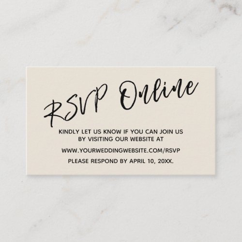 Wedding RSVP Online Casual Handwriting Cream Enclosure Card