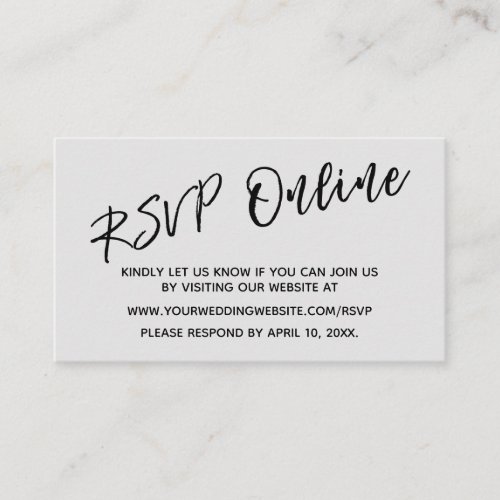 Wedding RSVP Online Casual Handwriting Gray Card