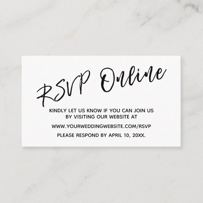 Wedding RSVP Online Casual Handwriting Insert Card