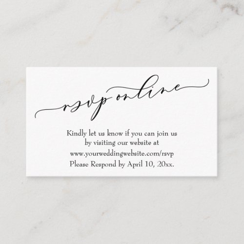 Wedding RSVP Online Elegant Luxury Script Enclosure Card