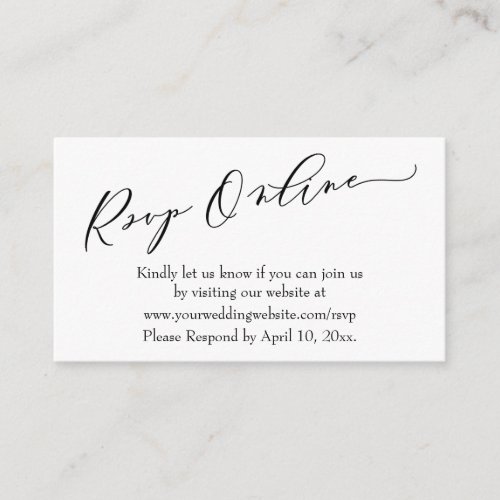 Wedding RSVP Online Elegant Luxury Script Font Enclosure Card