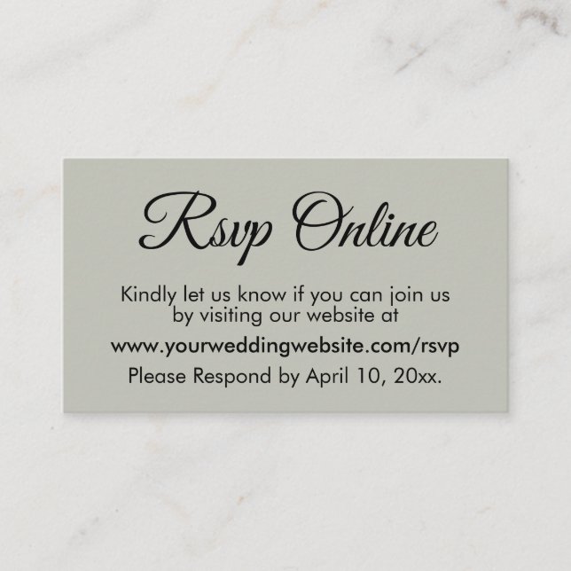 Wedding RSVP Online Elegant Simple Sage Green Enclosure Card (Front)