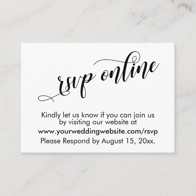 Wedding RSVP Online Elegant Typography Insert Card (Front)