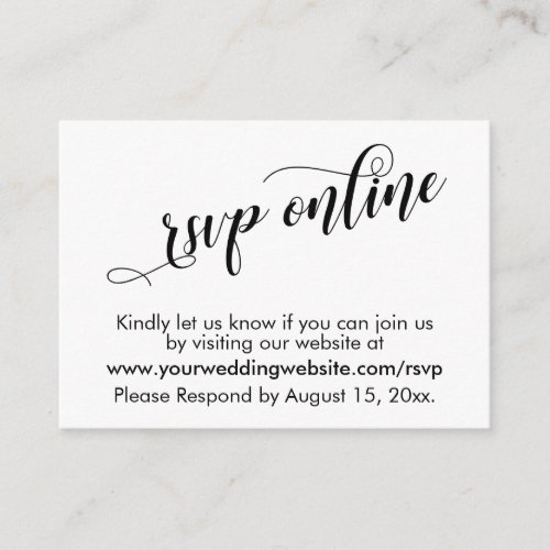 Wedding RSVP Online Elegant Typography Insert Card